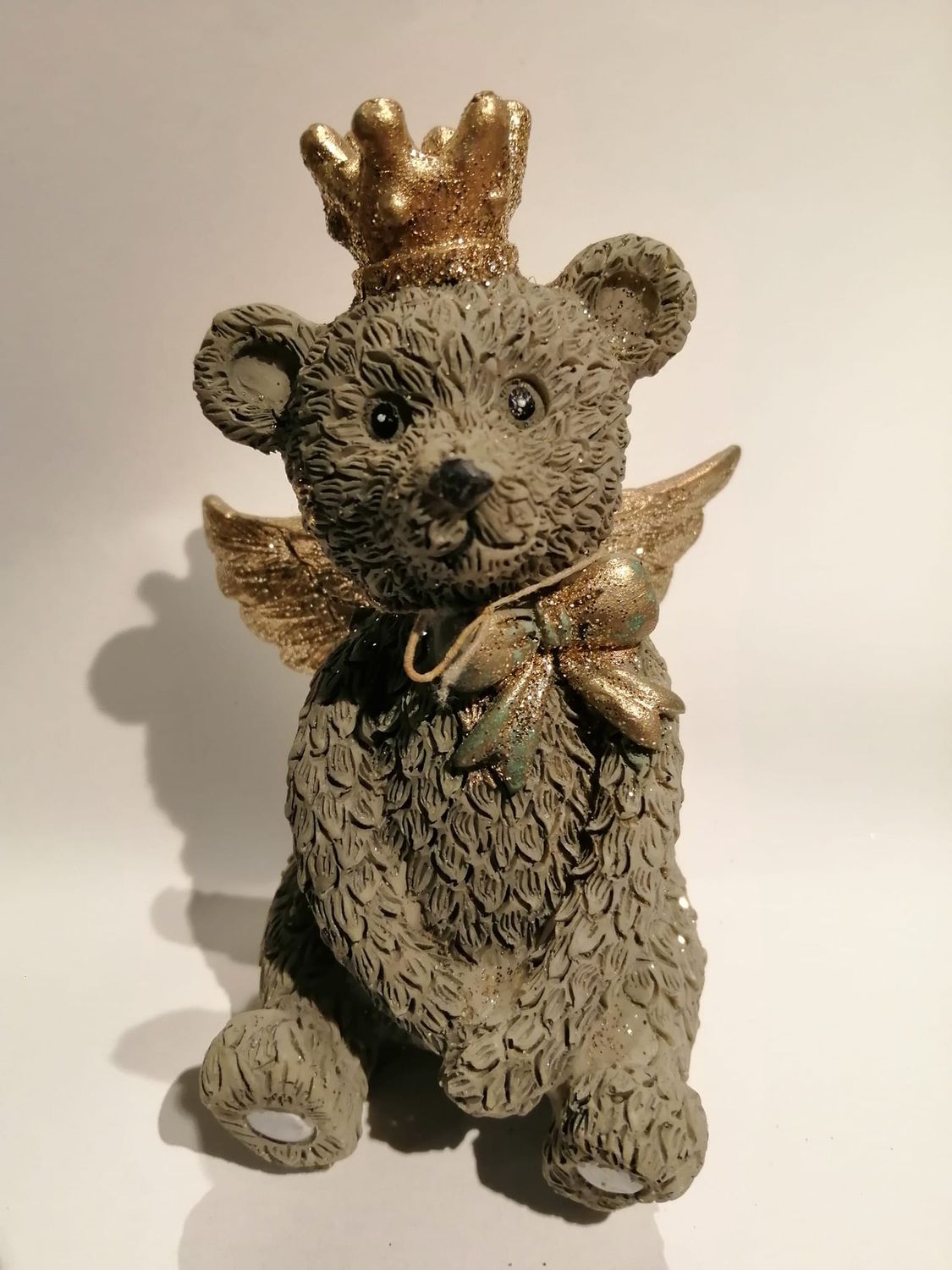 Lille bamse med guldkrone H12 cm.,