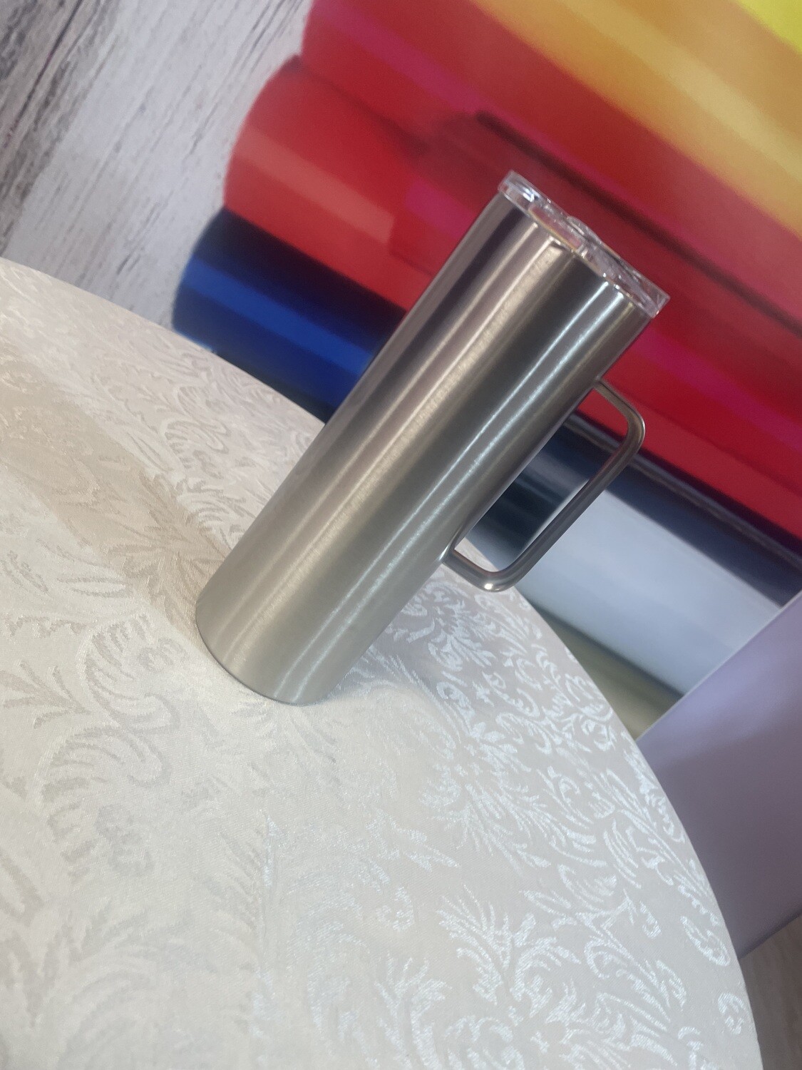 20 oz. Blank Stainless Steel “Skinny” Tumbler w/ Handle
