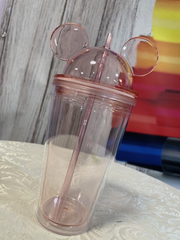 16 oz. Pink PLASTIC “Ears” Tumbler
