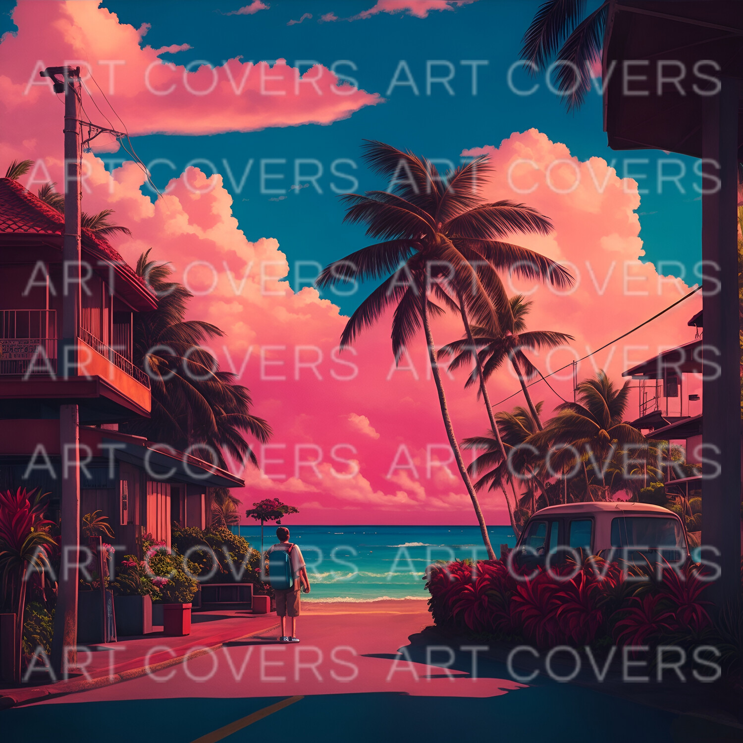 Lofi Art - Beach Palm Pink