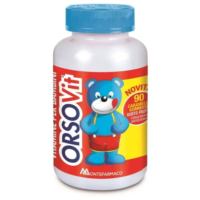 ORSOVIT VITAMINE PER BAMBINI 90 CARAMELLE GOMMOSE ALLA FRUTTA CON PORTAMERENDA IN OMAGGIO