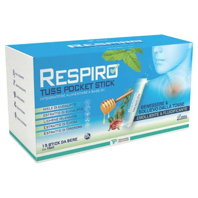 F. P. HEALTHCARE RESPIRO TUSS POCKET STICK ADULTI INTEGRATORE PER SOLLIEVO DALLA TOSSE AROMA BALSAMICO 15 STICK 225 ML