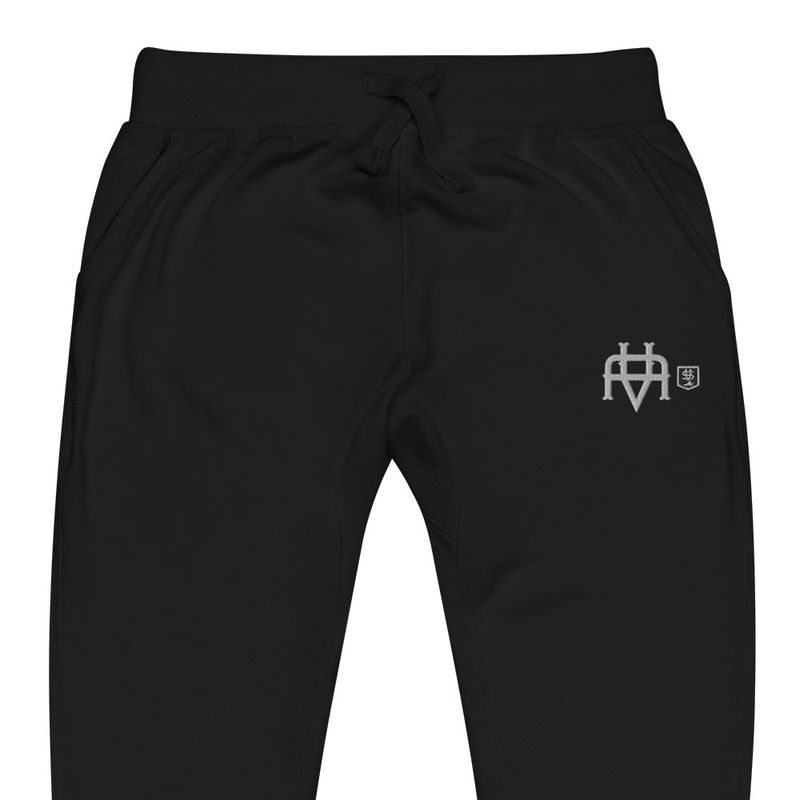 Virginia Style Co. &quot;VA Staple&quot; Collection Black/White Embroidered Unisex Fleece Sweatpants