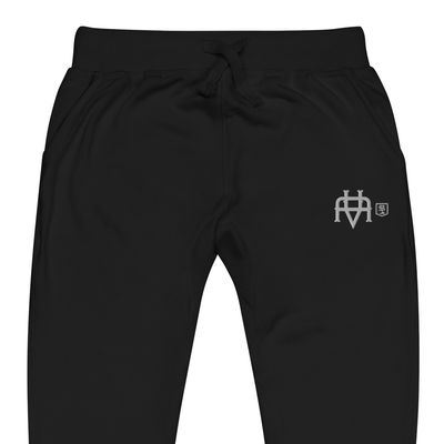 Virginia Style Co. &quot;VA Staple&quot; Collection Black/White Embroidered Unisex Fleece Sweatpants