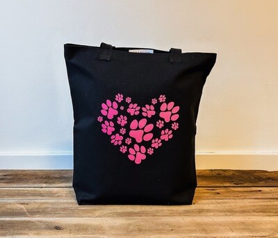 Paw Heart Canvas Totes