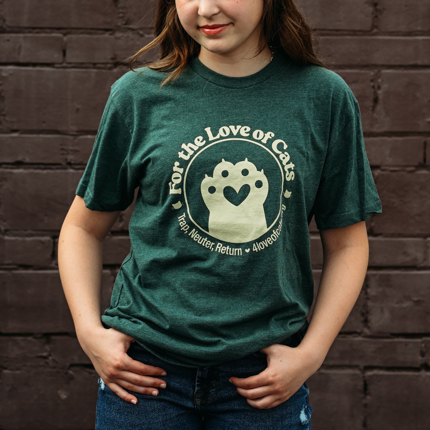 Paw Logo Tee Forest Green with Tan