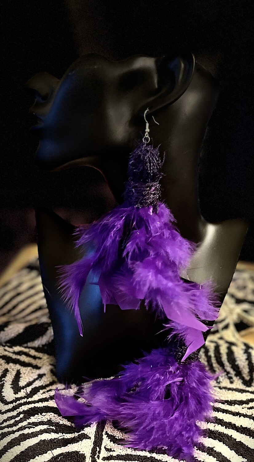 Purple Turkey Feather with scrubby yarn