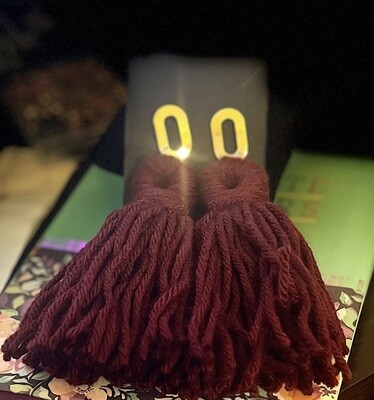 Maroon Yarn Loop Gold Post Back