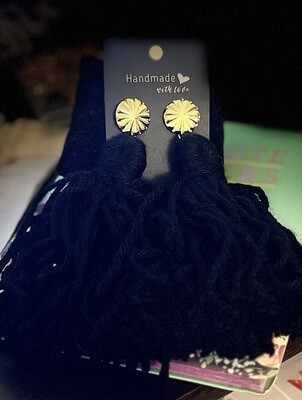 Black Yarn Loop with Gold Post Back