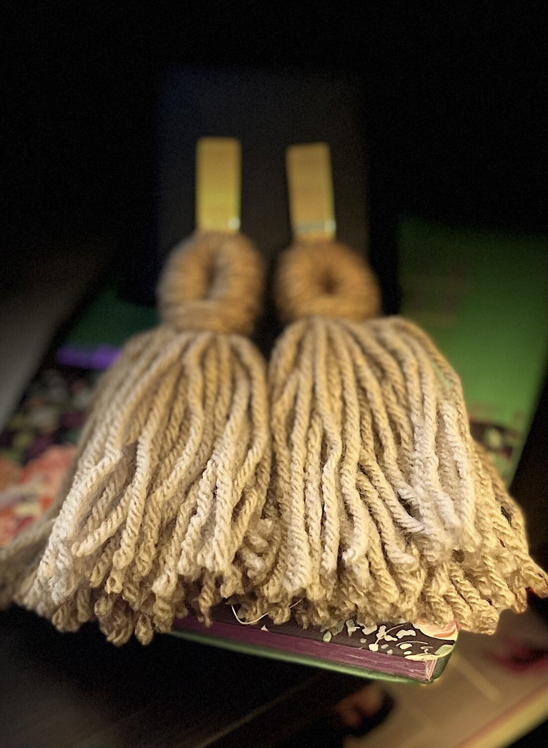 Beige Yarn with Gold Post Back