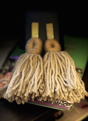 Beige Yarn with Gold Post Back