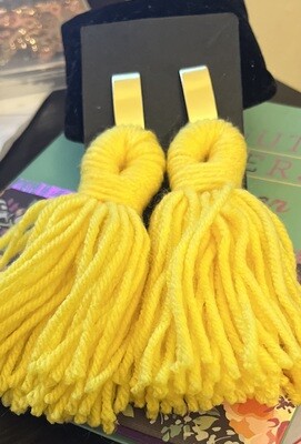 Yellow Yarn Loop with Gold Post Back