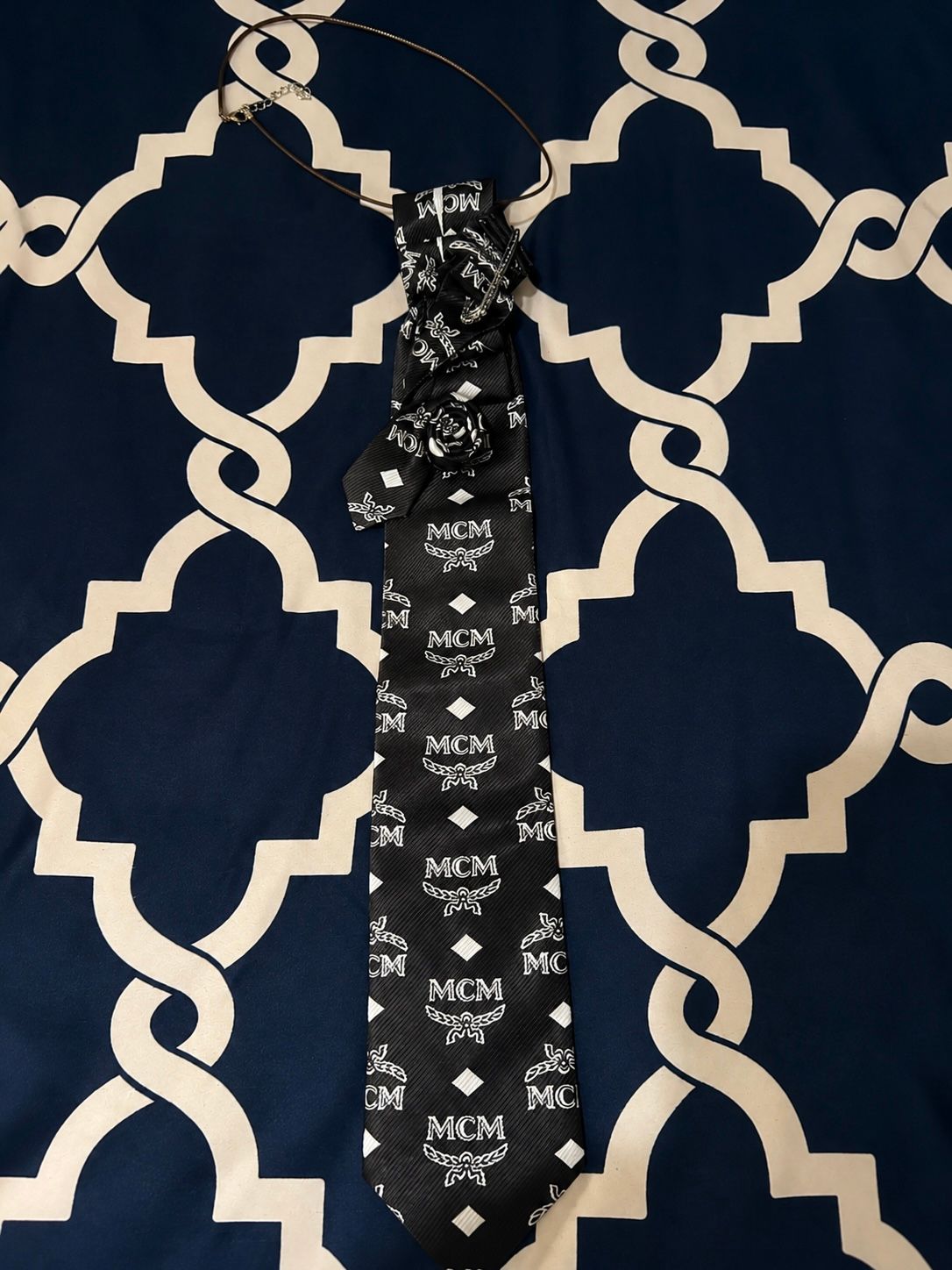 MCM Black/White Necklace Tie