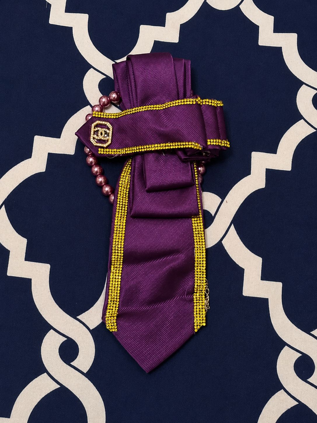 Purple GG Necklace Tie