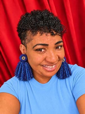 Blue Yarn/Fringe Tassel Earrings