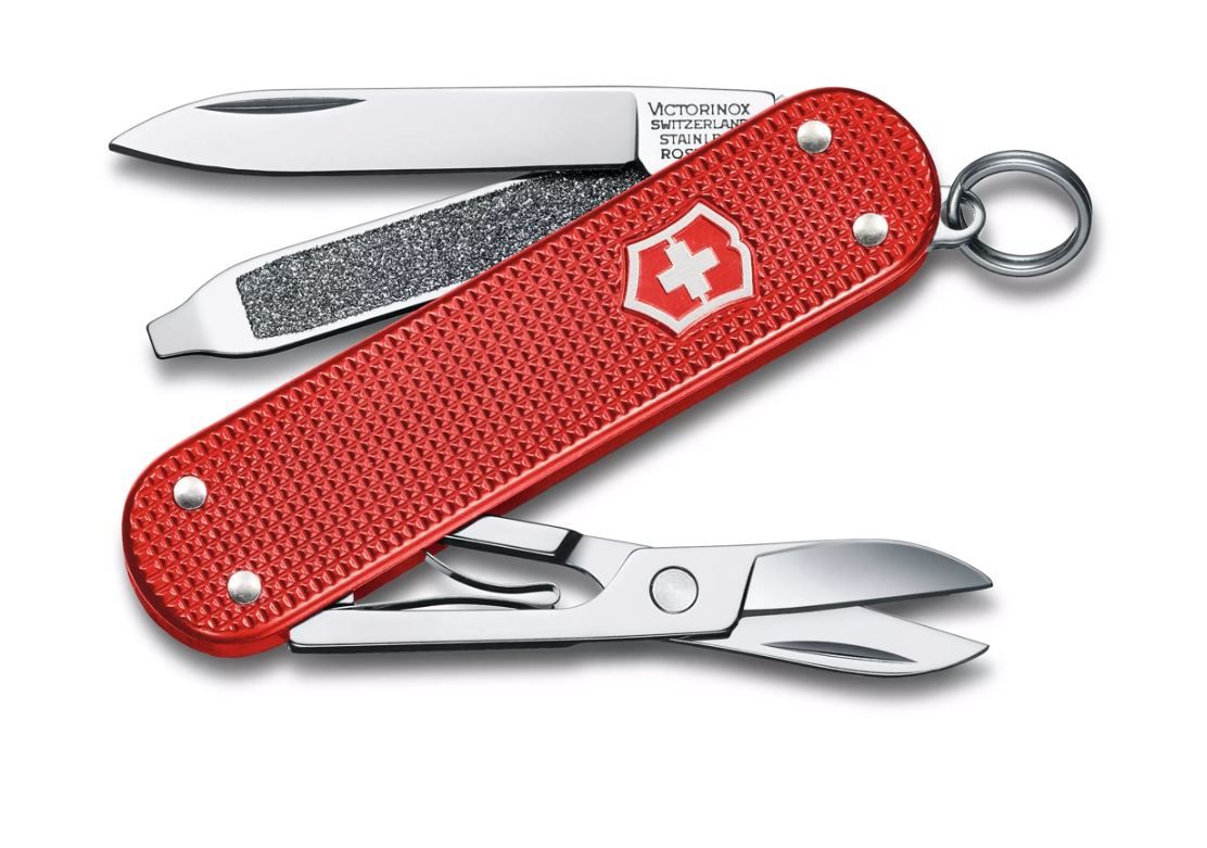 Victorinox Swiss Army Classic SD Alox 58 mm 5 Function Small Pocket Knife - Sweet Berry Red 0.6221.201G
