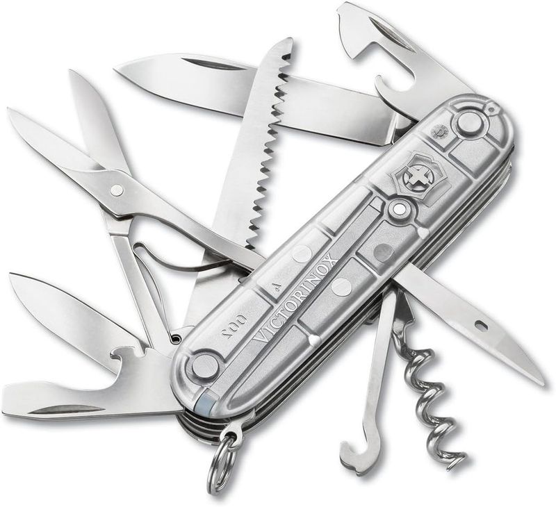 Victorinox Huntsman 91mm 15 Function Swiss Army Pocket Knife- Silver Tech- 1.3713.T7-033-X1