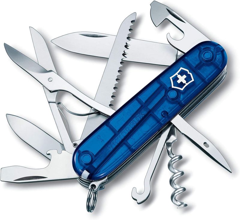 Victorinox Huntsman 91mm 15 Function Swiss Army Pocket Knife - Sapphire 1.3713.T2-033-X1