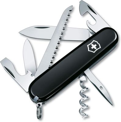 Victorinox Camper 13 Function Swiss Army Pocket Knife - Black 1.3613.3R-X1