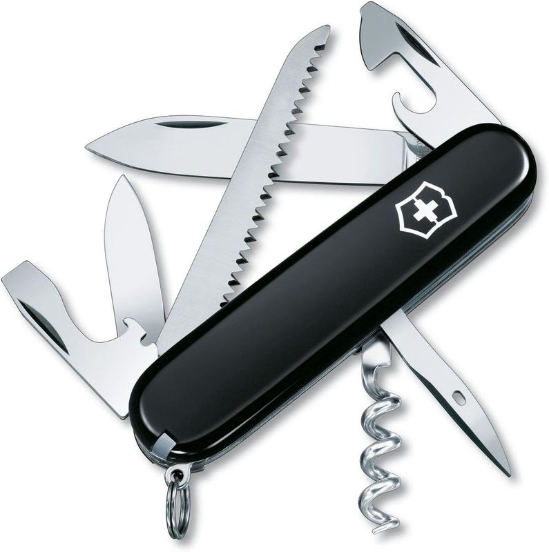 Victorinox Camper 13 Function Swiss Army Pocket Knife - Black 1.3613.3R-X1