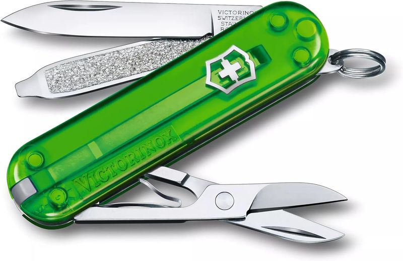 Victorinox Swiss Army Classic SD Transparent 58 mm 7 Function Small Pocket Knife- Green Tea - 0.6223.T41G

