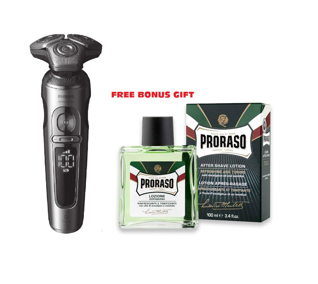 Philips Shaver S9000 Prestige Wet &amp; dry electric shaver with cordless charger + FREE  After shave