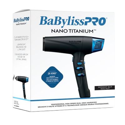 BaBylissPRO Nano Titanium Dual Ionic High-Speed Hairdryer (Midnight Blue),BNTMB9100C