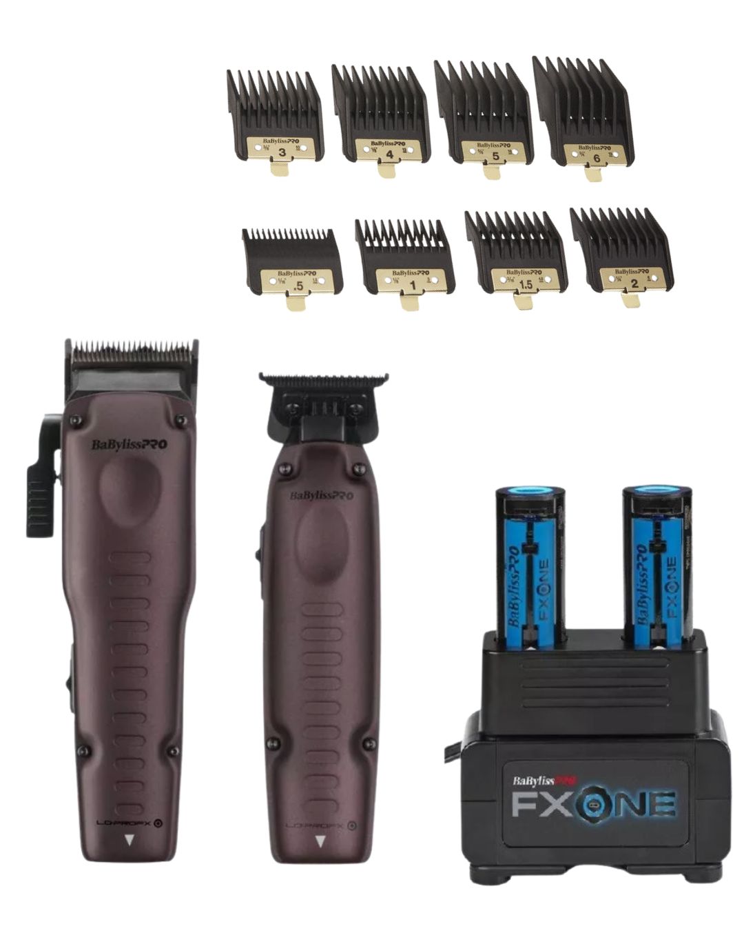 BaBylissPRO® FXONE Lo-ProFX Limited Edition Nightfall Collection Clipper &amp; Trimmer + Battery System + Clipper Guides BUNDLE