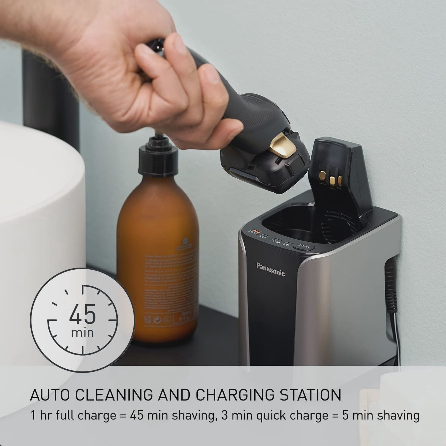 Panasonic  ESLV97-K  Arc5 5-Blade Wet/Dry Electric Shaver with Cleaning Station