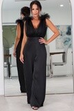 92238 Sleeveless Tie-Back Waisted Mesh Jumpsuit