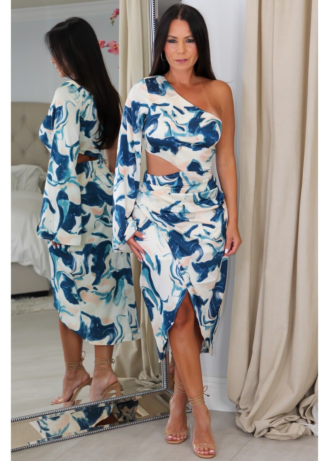 9317 Satin Drape One Shoulder Dress