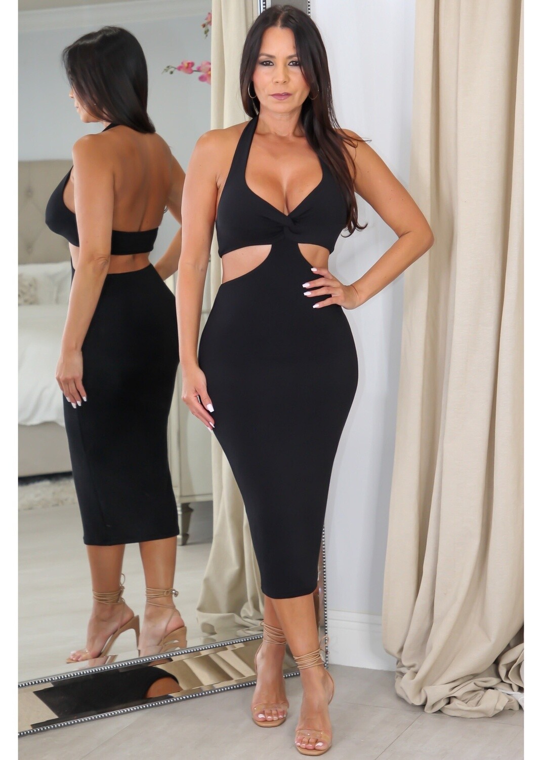 1571 Cut Out Midi Dress