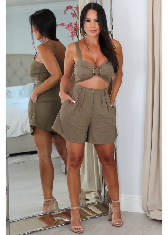 60786 Cropped Bra Top &amp; Short Set