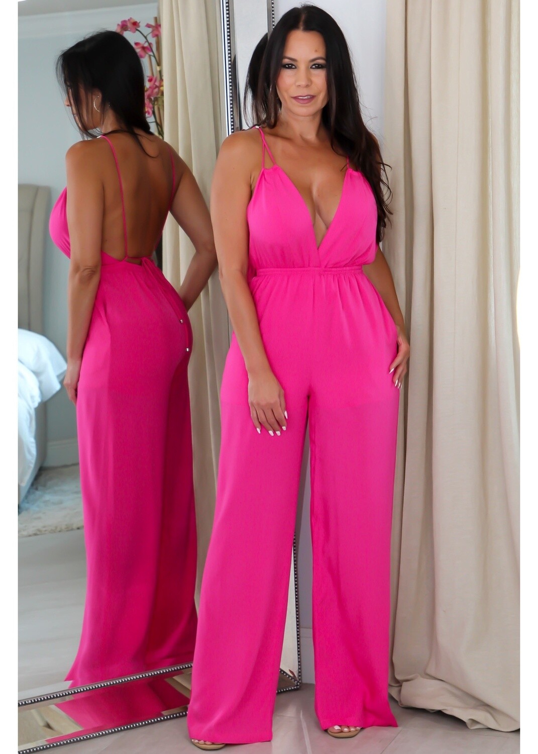 1048P Solid Sexy Long Jumpsuit