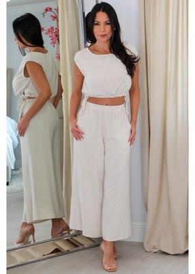 8296  Crop Top With Boat Neck Pant Set