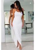 5913 Side Slits Twist Back Long Dress