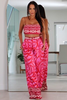 2654 Bra top and Wide leg pants set