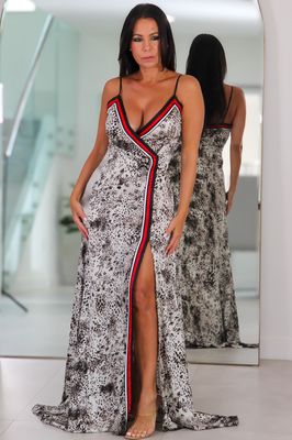 319 Leopard Print With Contrast Cami Maxi Dress