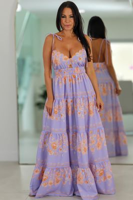 4825 Lavender Bloom Tiered Maxi Dress