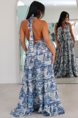 347323 Navy Nights Tiered Maxi Dress