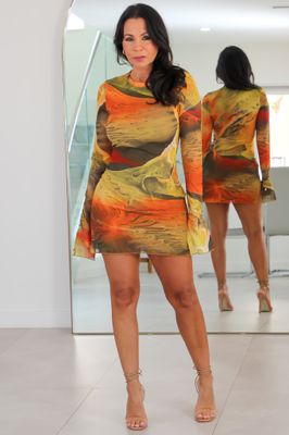 40603 Vivid Vision Mesh Mini Dress