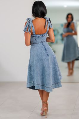 0522 Bow Bliss Denim Mini Dress