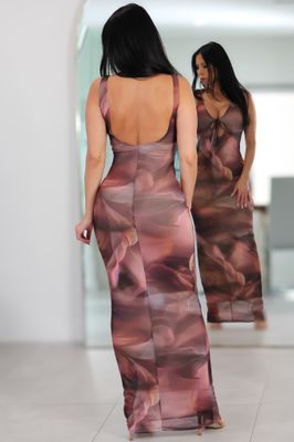 2501 Sunset Bloom Mesh Maxi