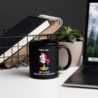 Black Glossy Mug unicorn rainbow cute positive inspirational funny sarcastic coffee tea hot chocolate best gift idea