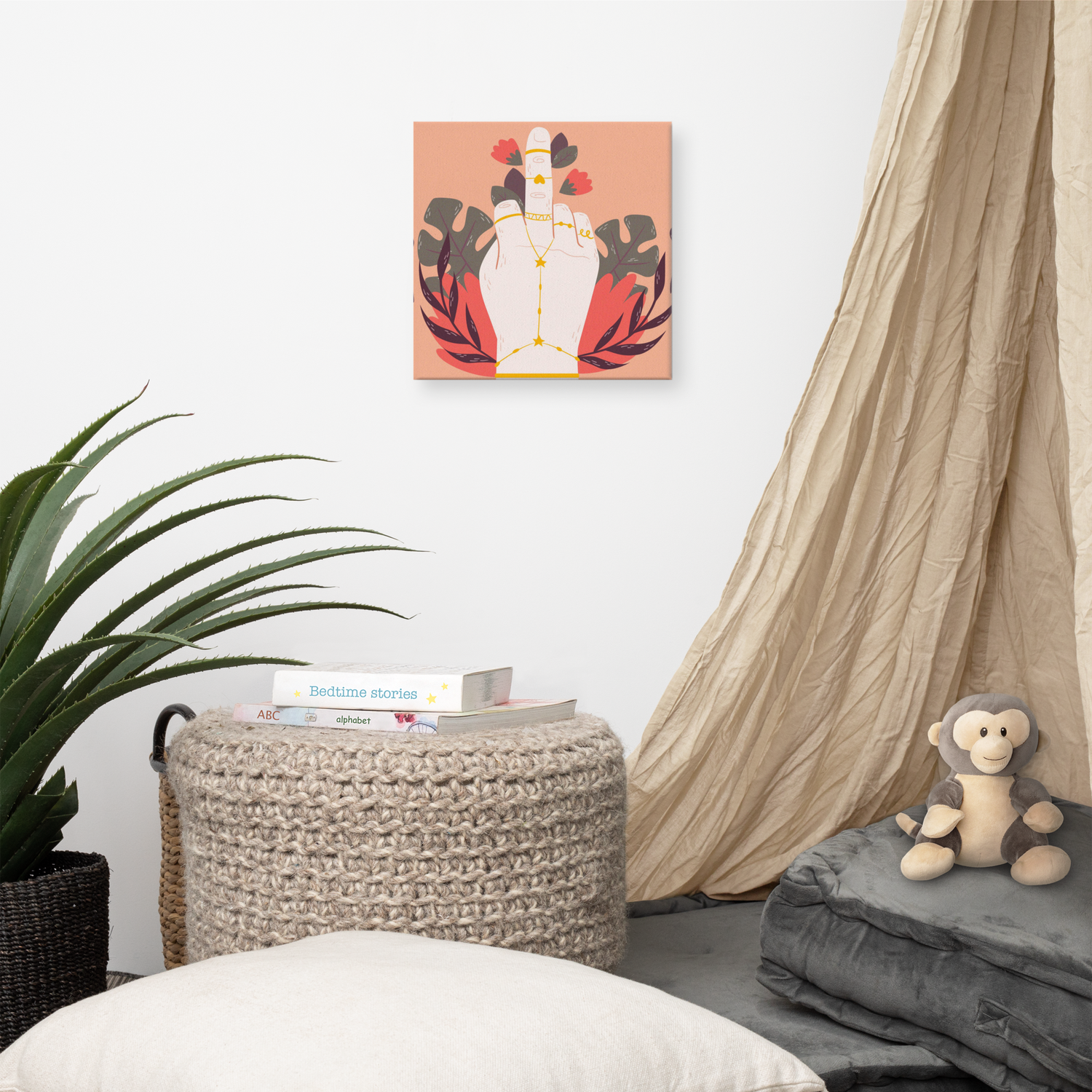Canvas hippy rude finger funny sarcastic alternative best gift unique picture photo wall hanging