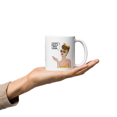 White glossy mug coffee tea hot chocolate funny sarcastic speech bubble alternative unique retro vintage savage everyday best gift honest
