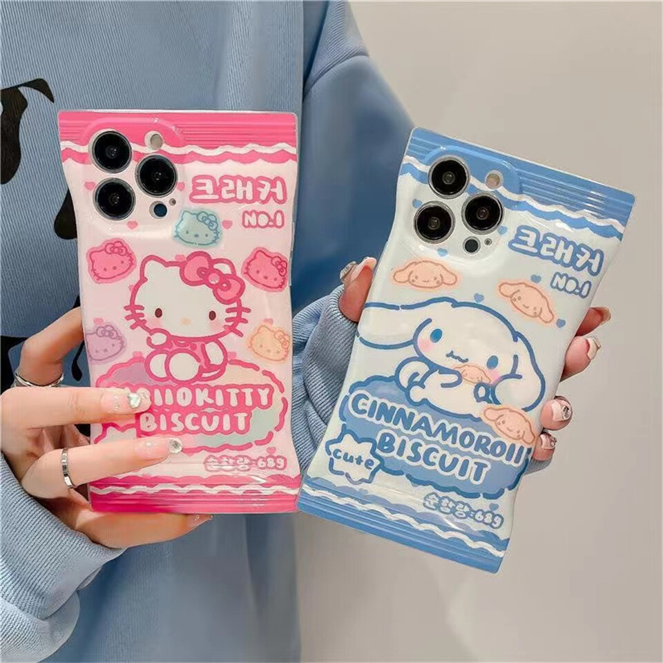 Funda de silicona suave de Hello Kitty Sanrio para Iphone en rosa y azul
