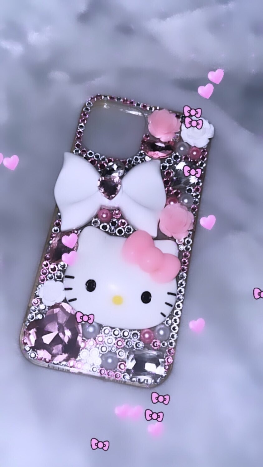 Funda de teléfono con diamantes de imitación Hello Kitty 3D