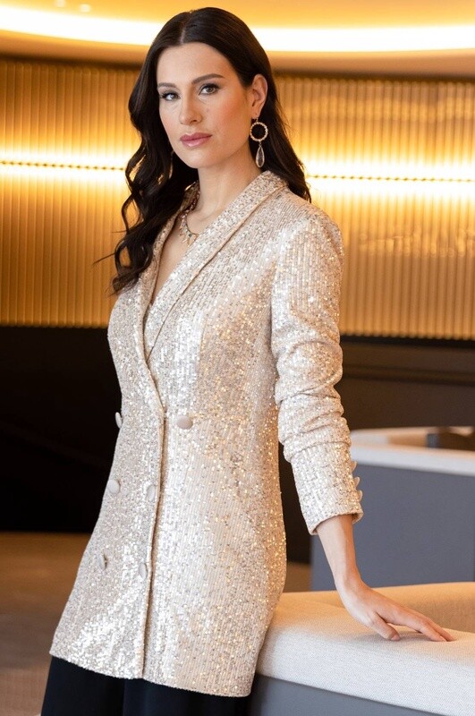 FL2310251455 CHAMPAGNE SEQUIN JACKET