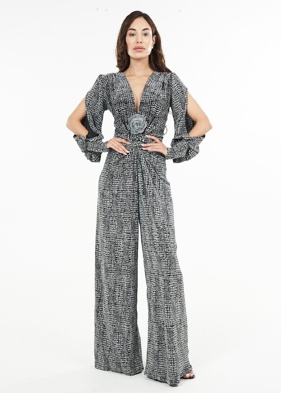 JC231031856 SILVER SNAKE JUMPSUIT